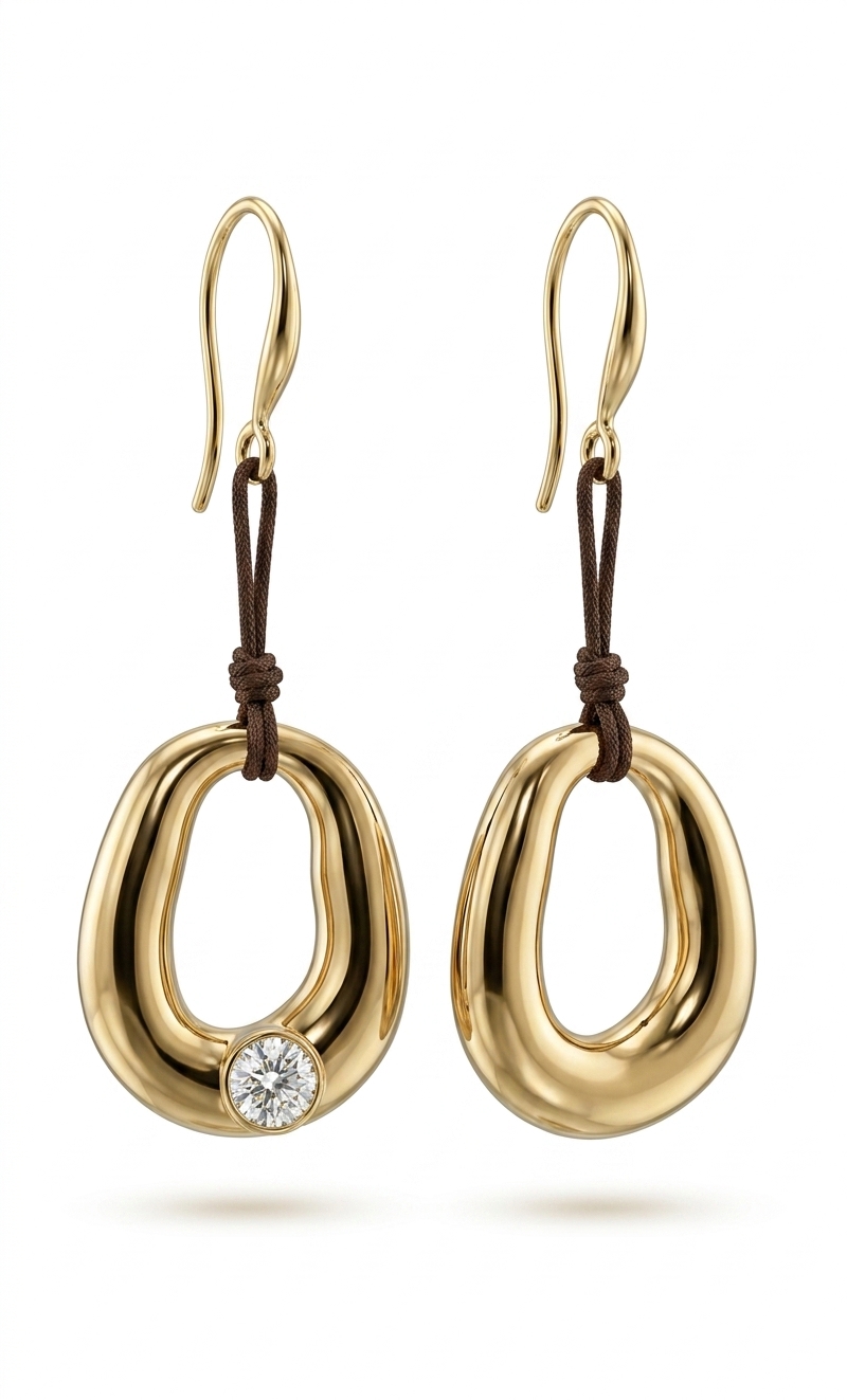 Gold Abstract Dangle Earrings for Women