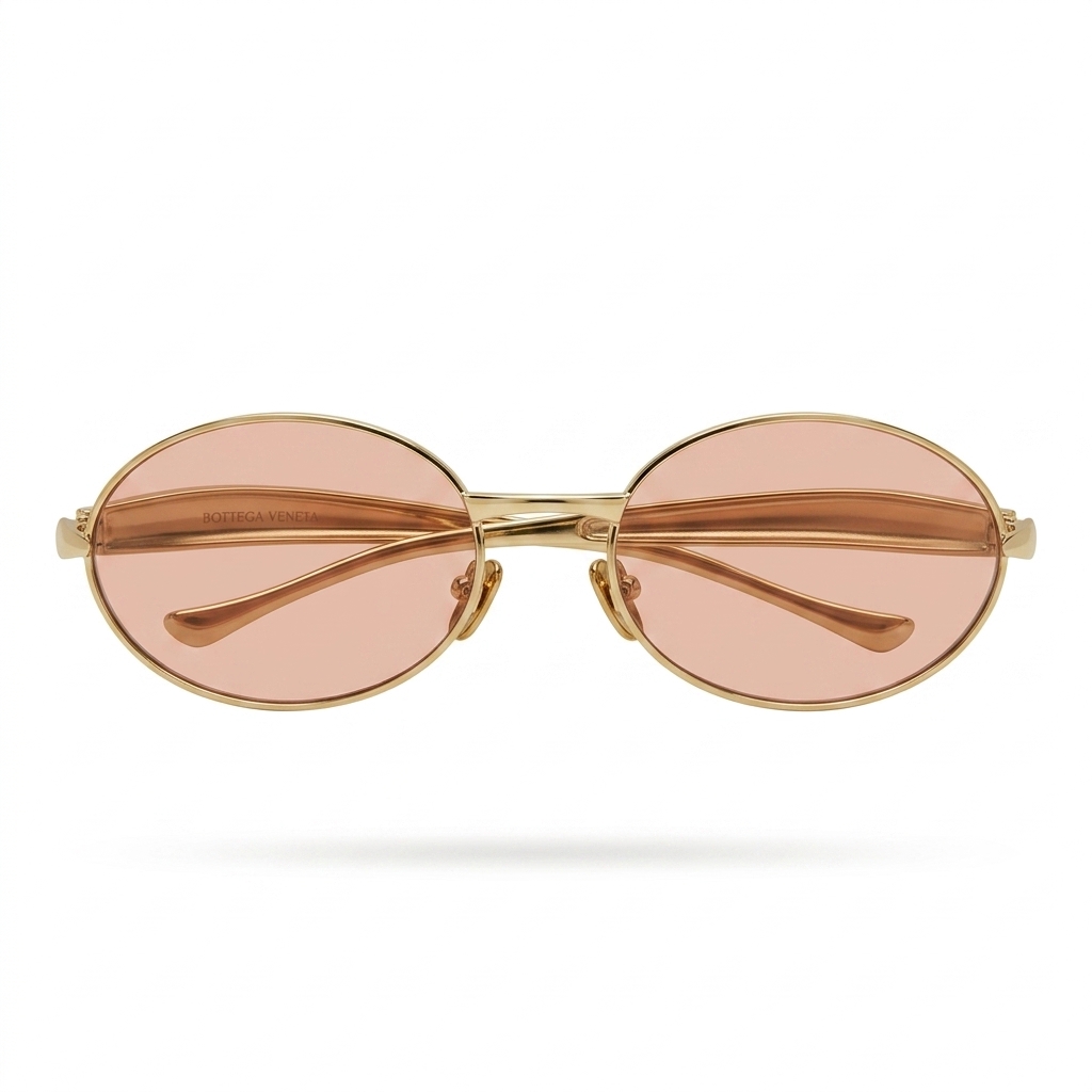 Bottega Veneta Gold Oval Sunglasses