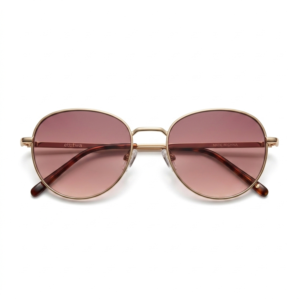 Stylish Gold Frame Round Gradient Sunglasses