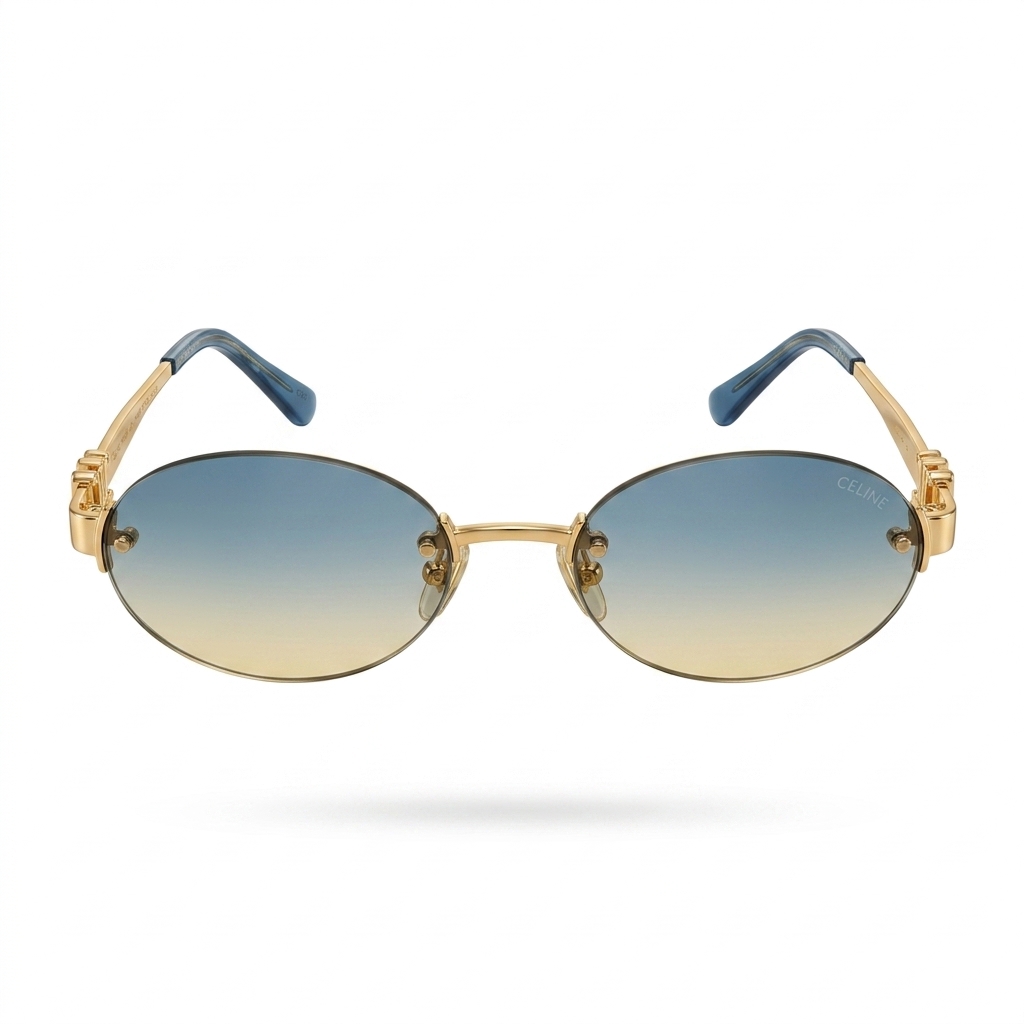 Celine Style Rimless Oval Gradient Sunglasses