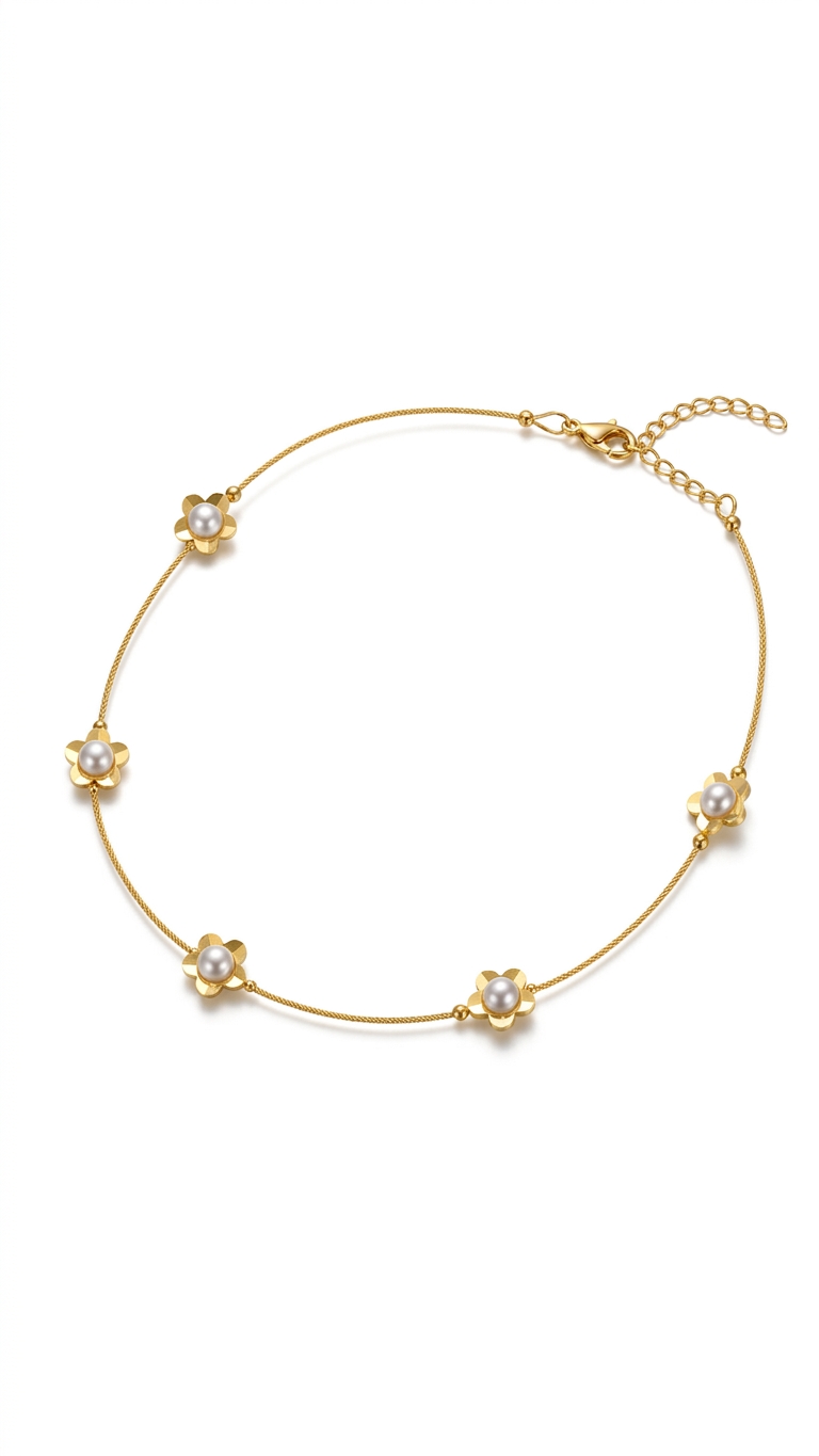 Elegant Floral Pearl Choker Necklace for Women