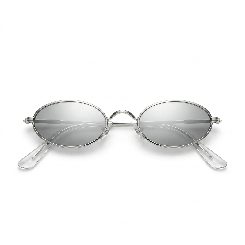 Silver Oval Mirrored Sunglasses for Men & Women