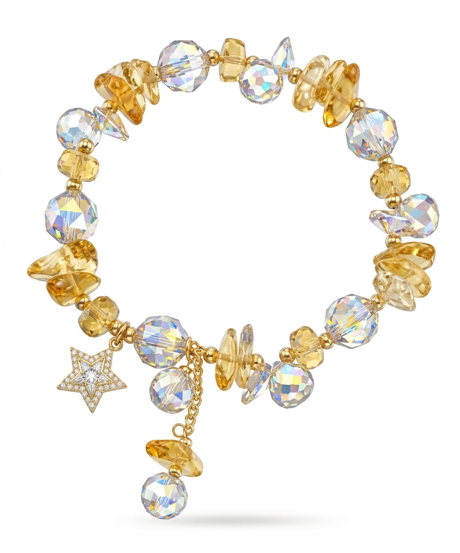 Trendy Beaded Charm Bracelet with Star Accent