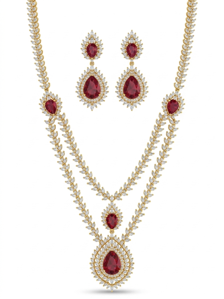 Ruby Red Kundan Jewellery Set for Women