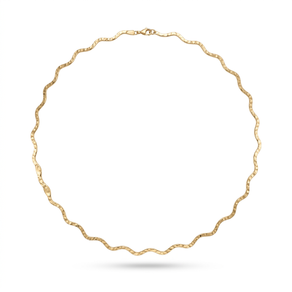 Wavy Gold Plated Chain Necklace for Women