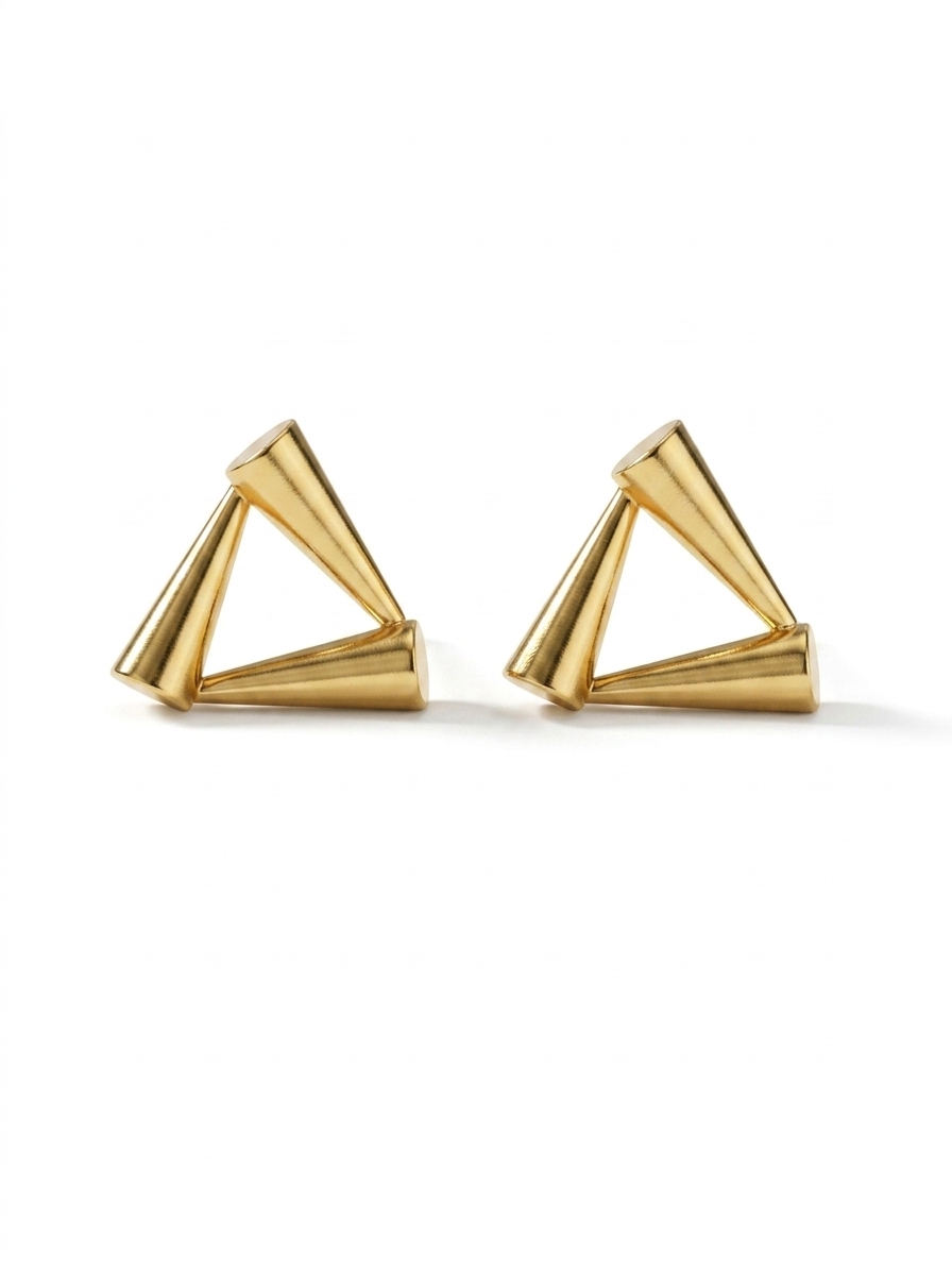 Trendy Gold Geometric Cone Stud Earrings for Women