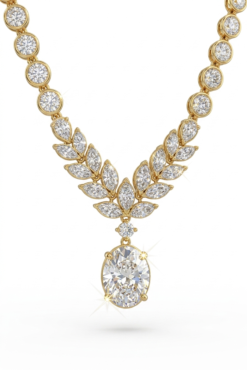 Gold Plated CZ Stone Necklace for Parties