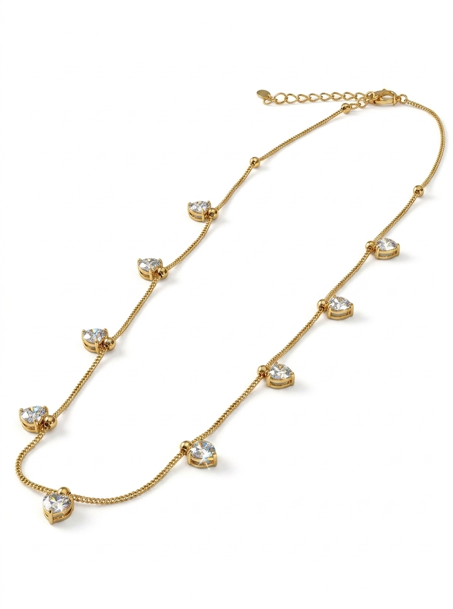 Elegant Gold Plated Heart Stone Necklace