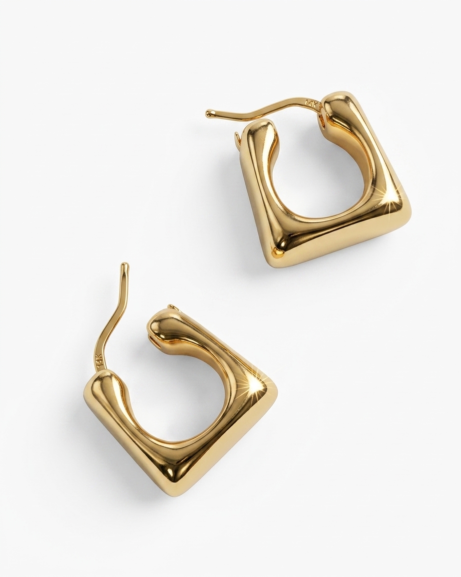 Gold Plated Square Hoop Earrings for Women