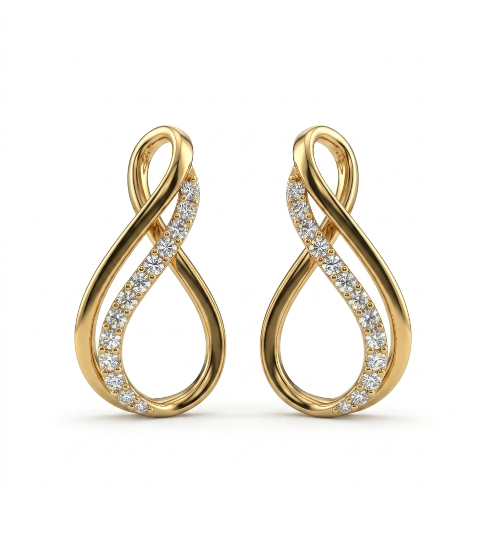 Stylish Gold Plated CZ Infinity Earrings for Women
