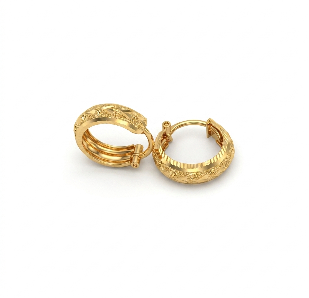 Gold Plated Textured Hoop Earrings for Women
