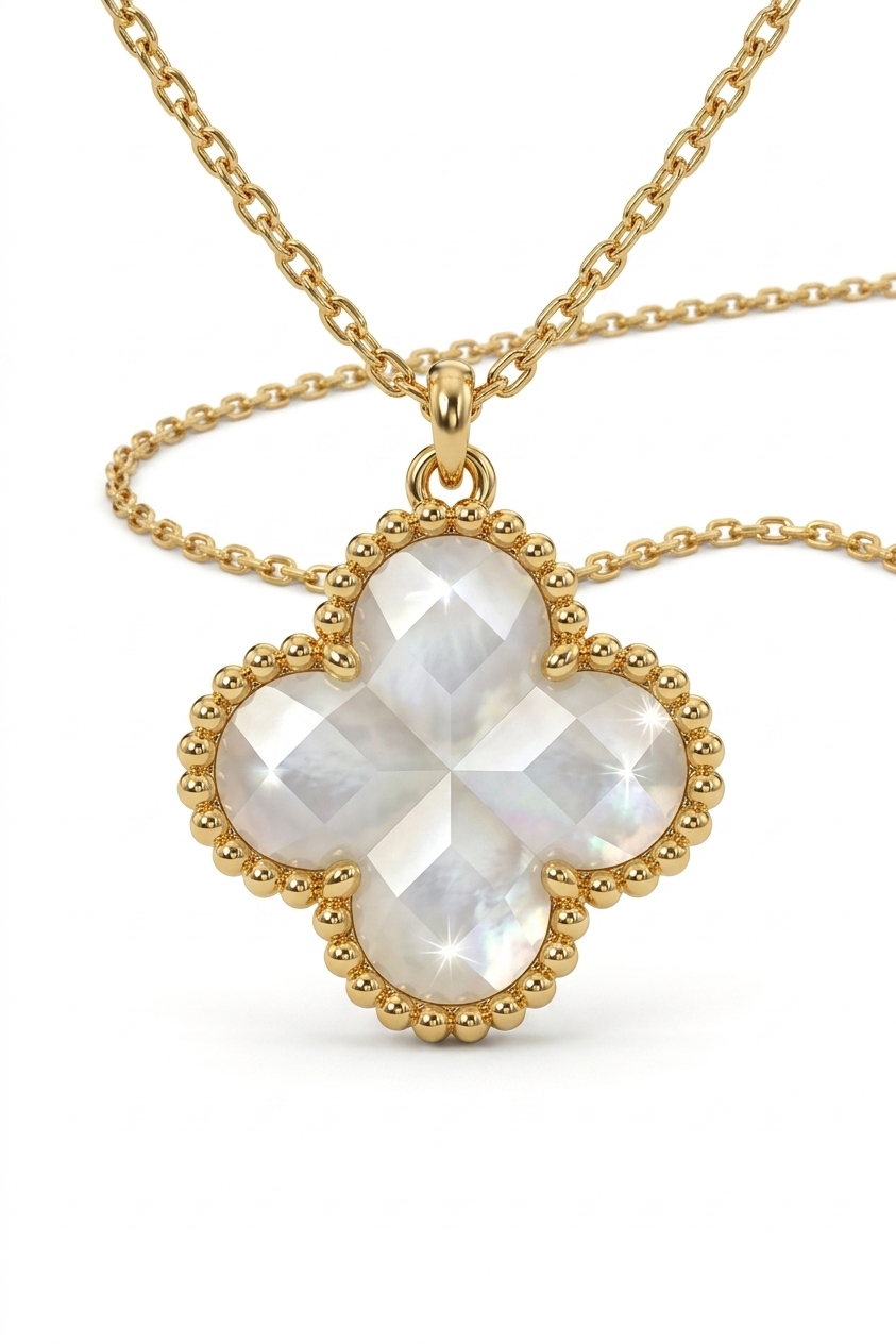 Elegant Clover Mother of Pearl Pendant Necklace
