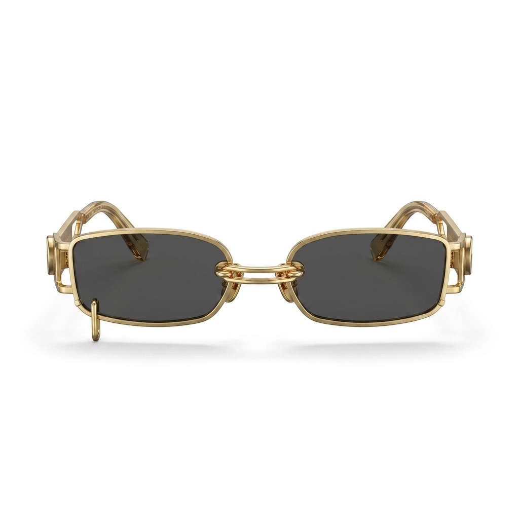 Trendy Gold Rectangular Sunglasses for Men & Women