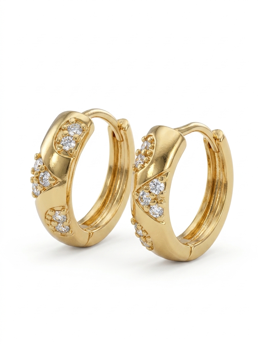 Gold Plated CZ Stone Hoop Earrings for Women