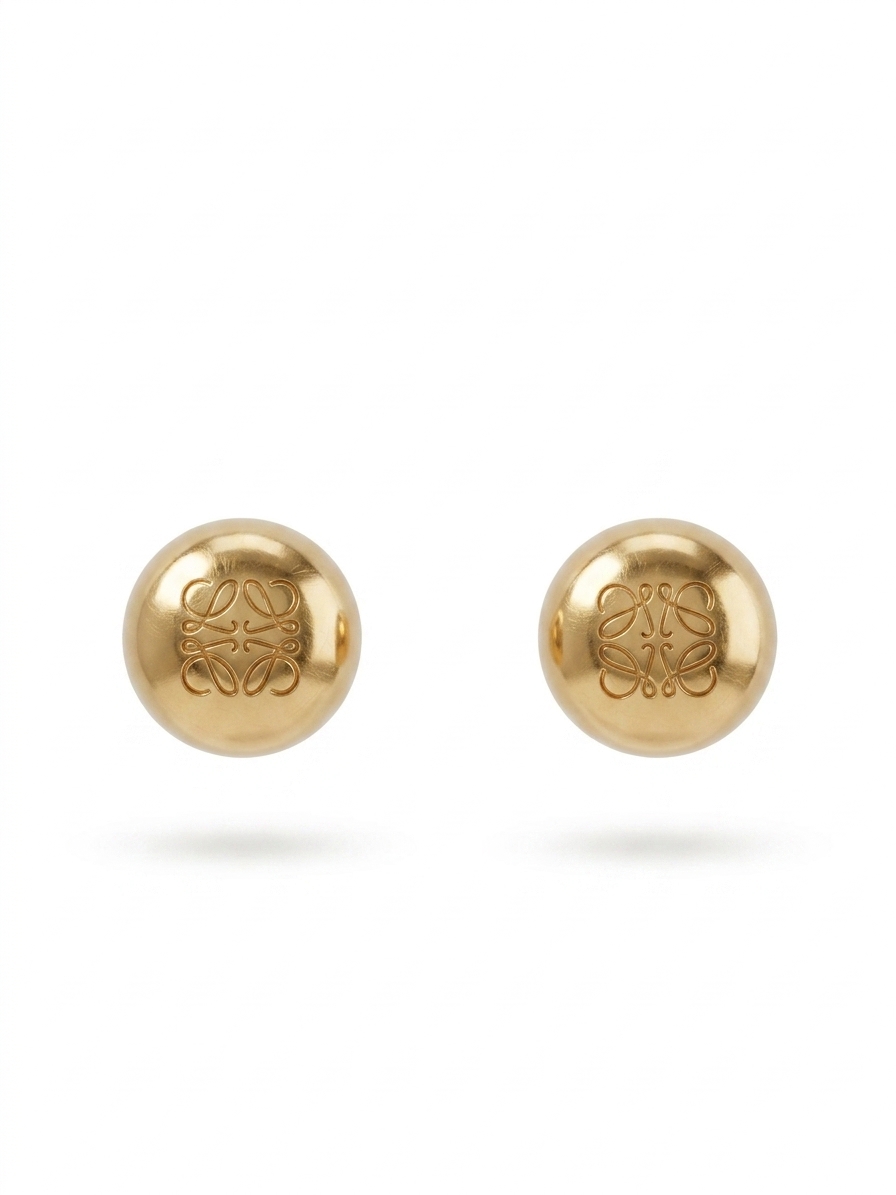 JAMD Mart Gold Plated Anagram Stud Earrings