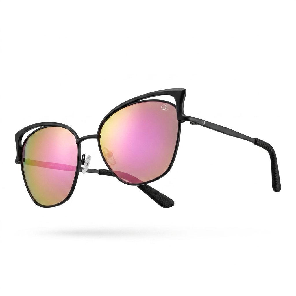 Cat-Eye Mirrored Sunglasses Pink Lenses