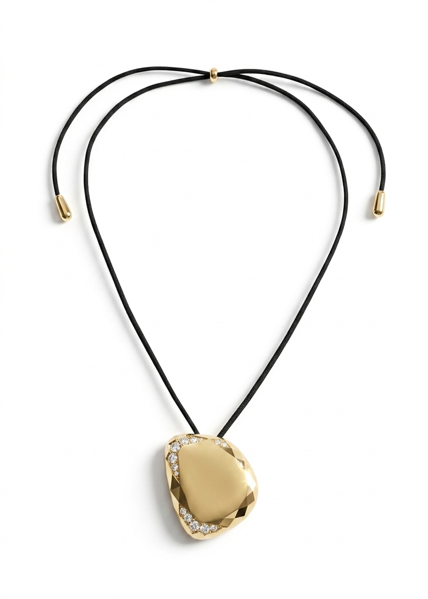 Adjustable Gold Tone Irregular Pendant Necklace