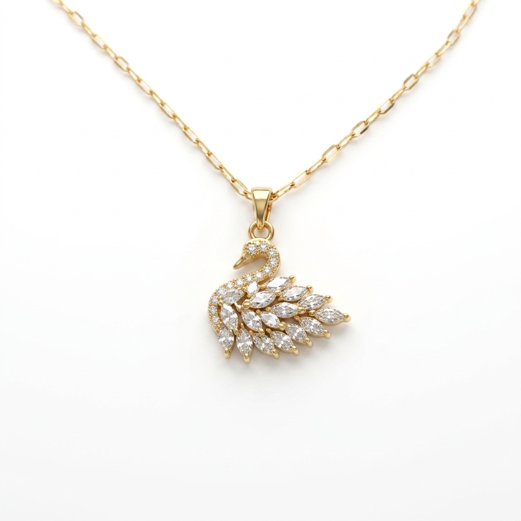 Sparkling Swan Pendant Necklace for Women