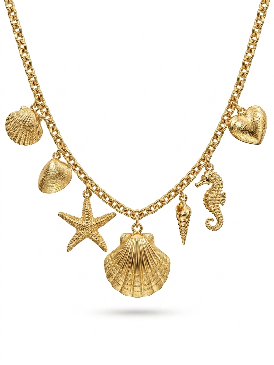Gold Plated Sea Charm Necklace for Women