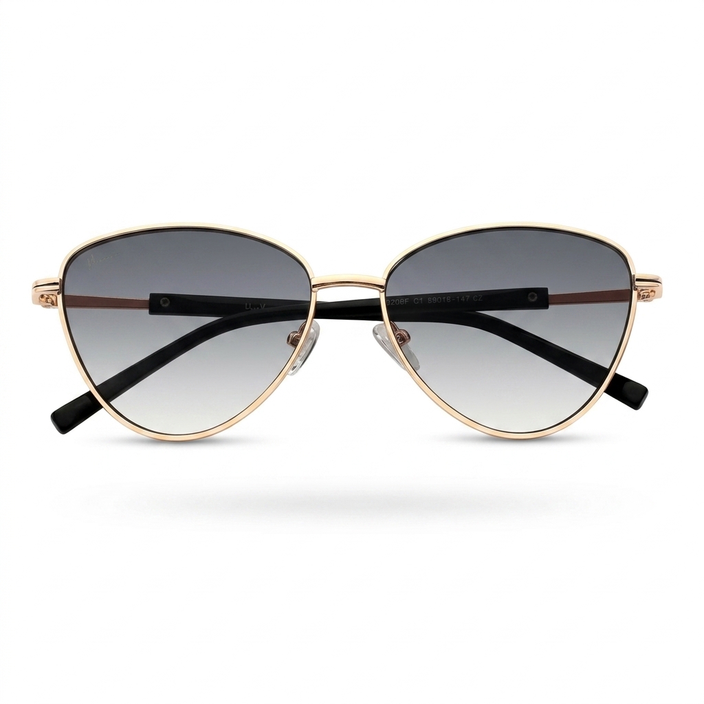 Women's Stylish Gold Frame Gradient Cat Eye Sunglasses