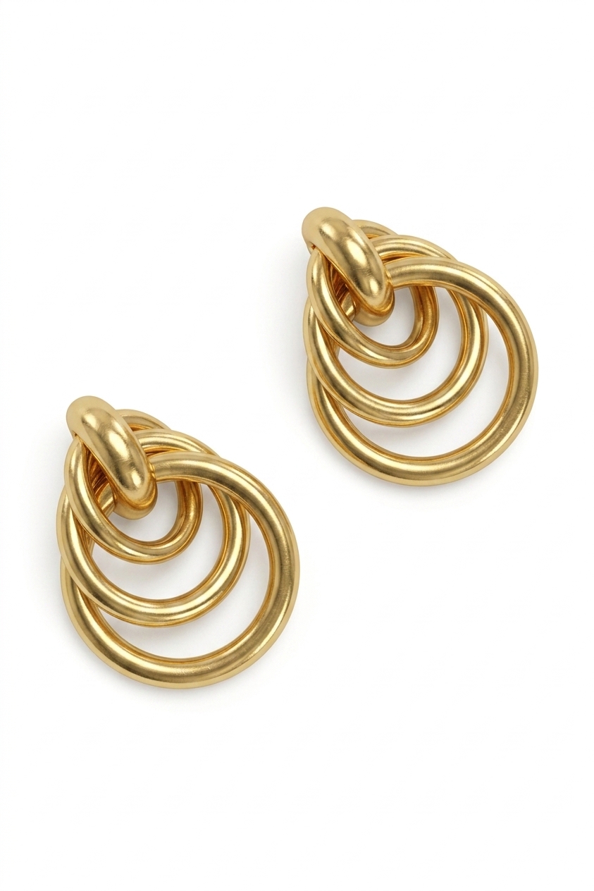 Gold-toned Interlocking Ring Earrings for Women