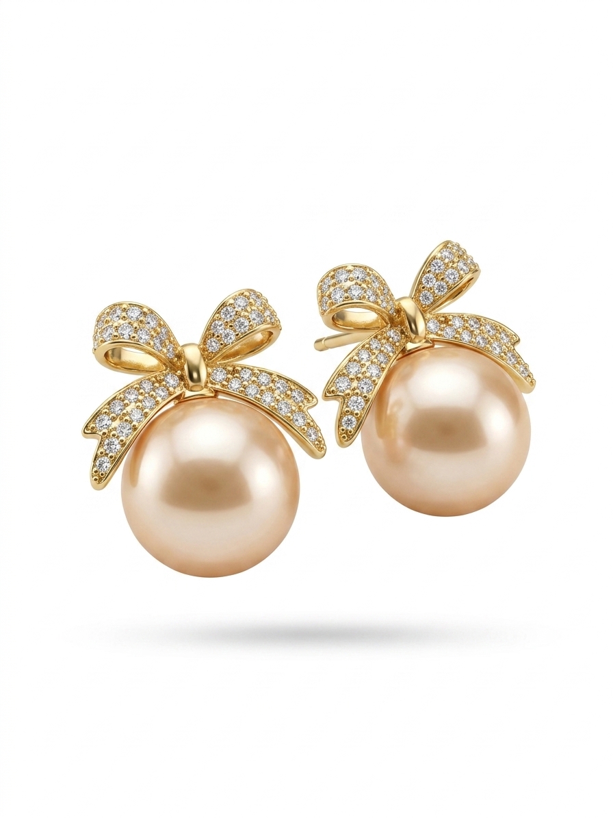 Elegant Pearl Bow Stud Earrings for Women