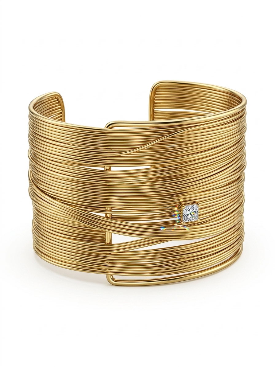 Stylish Golden Wire Cuff Bracelet for Women