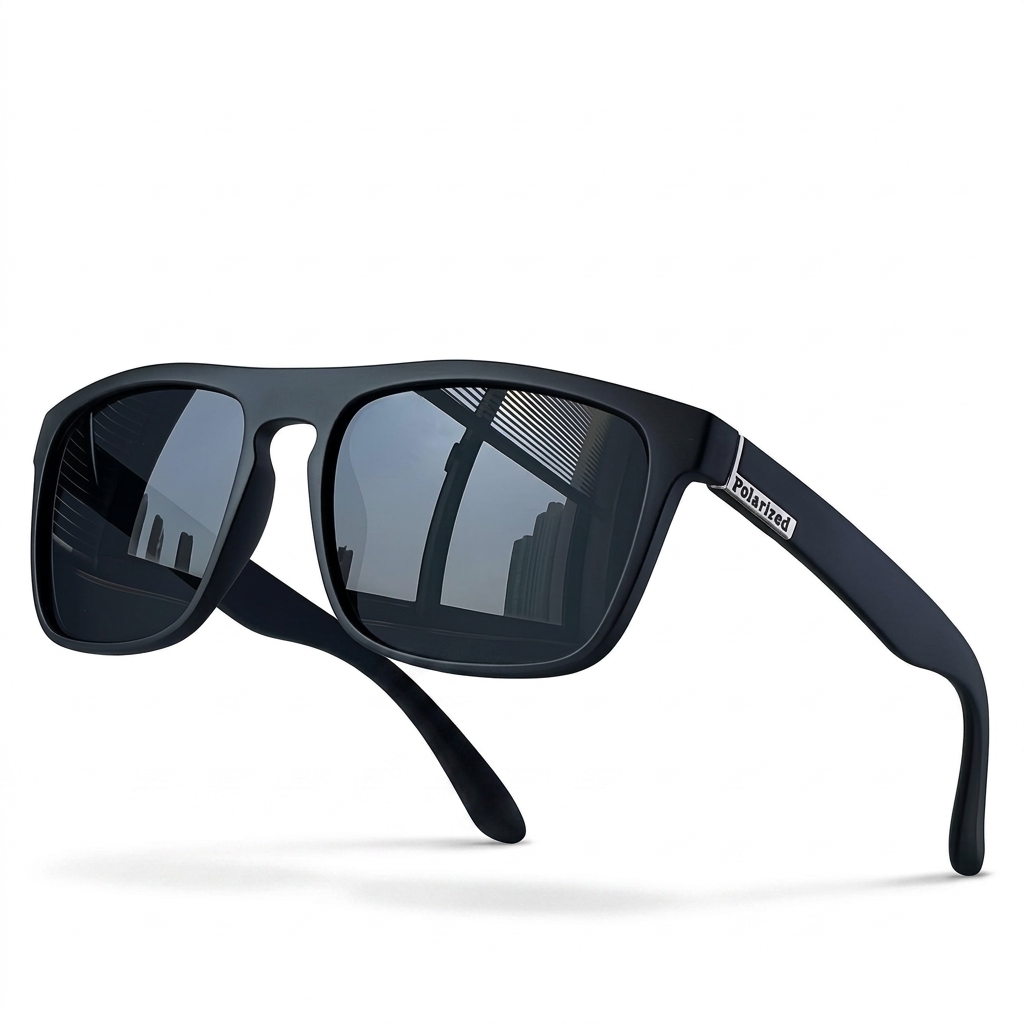 Stylish Black Polarized Square Sunglasses for Men