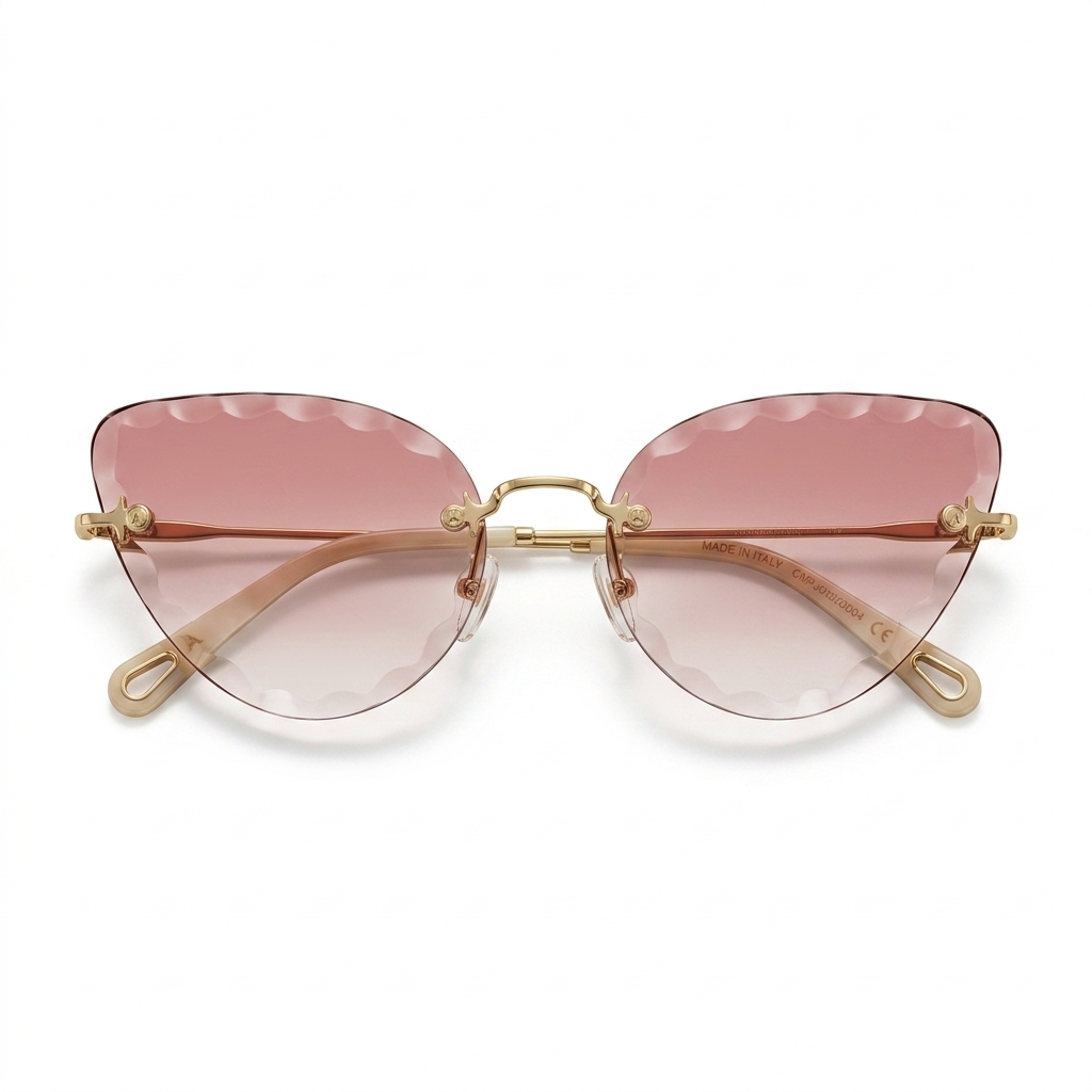 Chloé Pink Scalloped Rimless Gradient Sunglasses