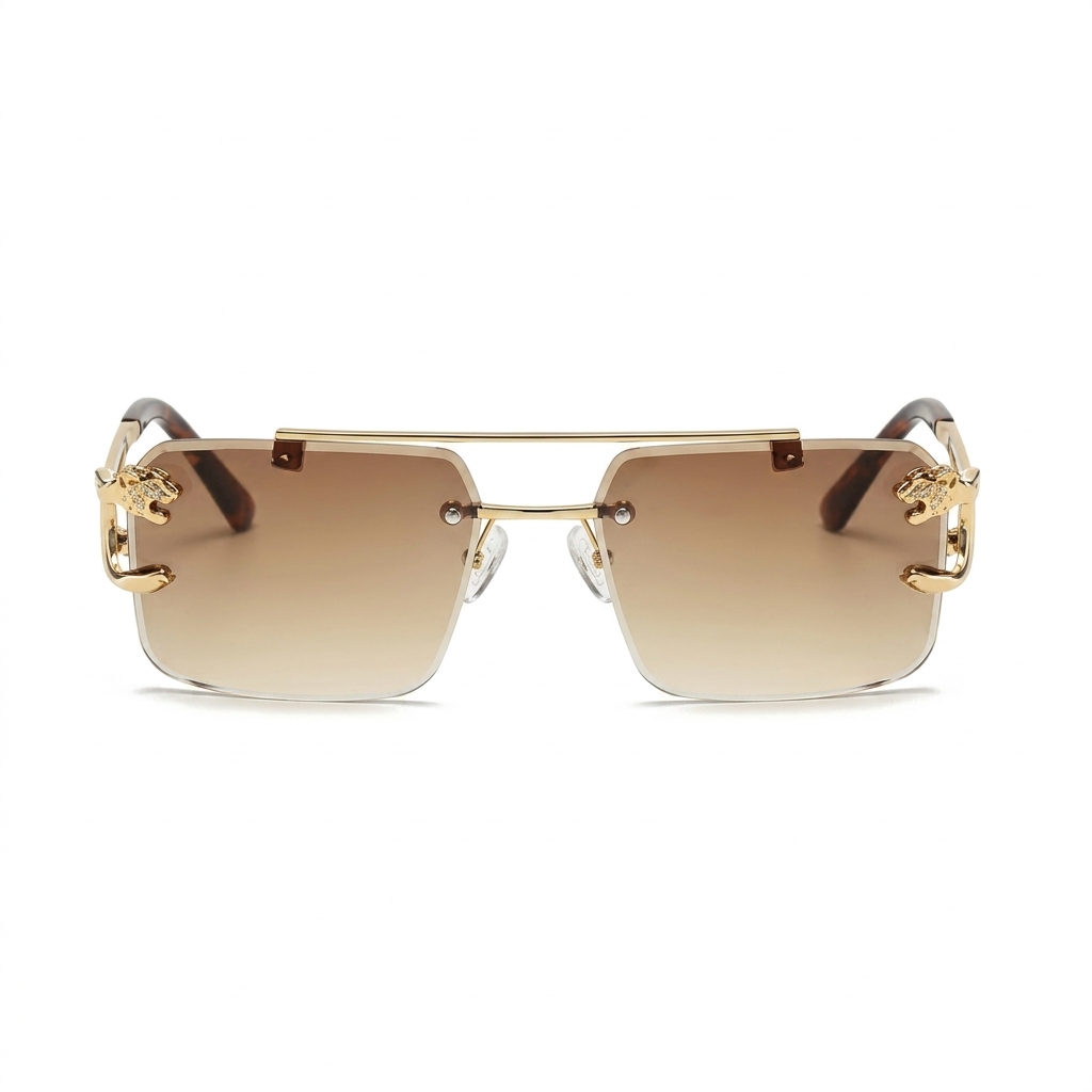 Stylish Rimless Gradient Panther Sunglasses for Men