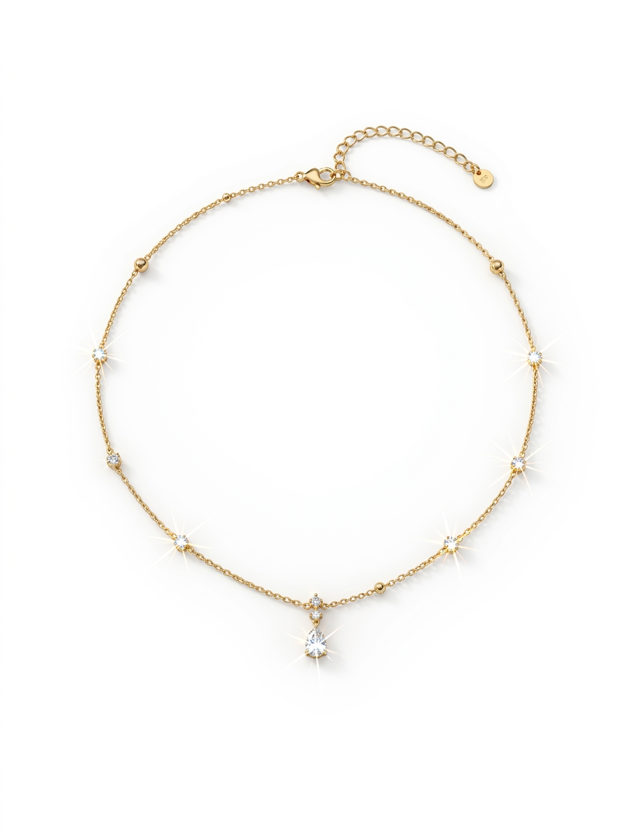 Elegant Gold Plated CZ Choker Necklace for Women