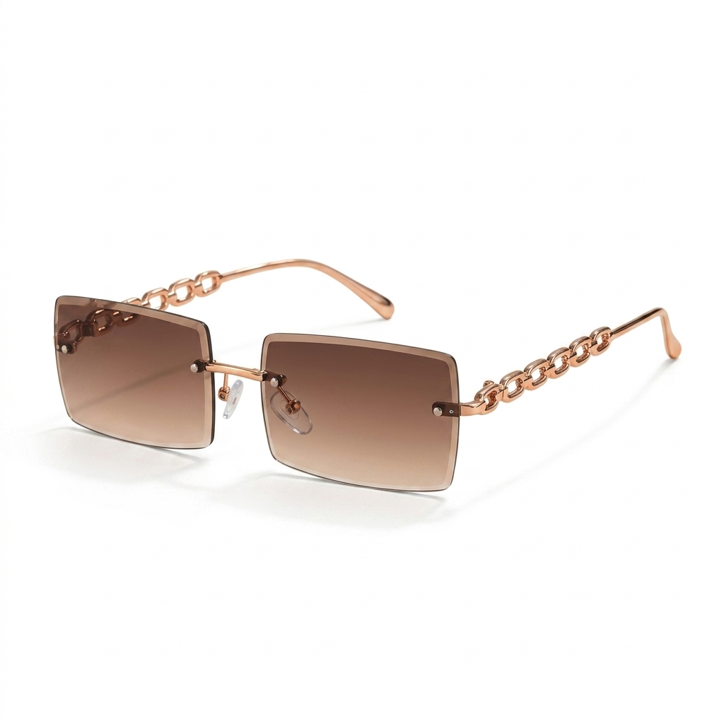 Chic Rimless Chain Temple Sunglasses for Women