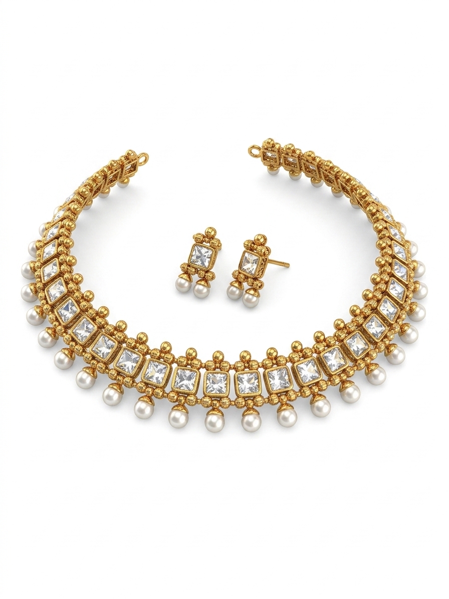 Traditional Gold Plated Choker Necklace Set