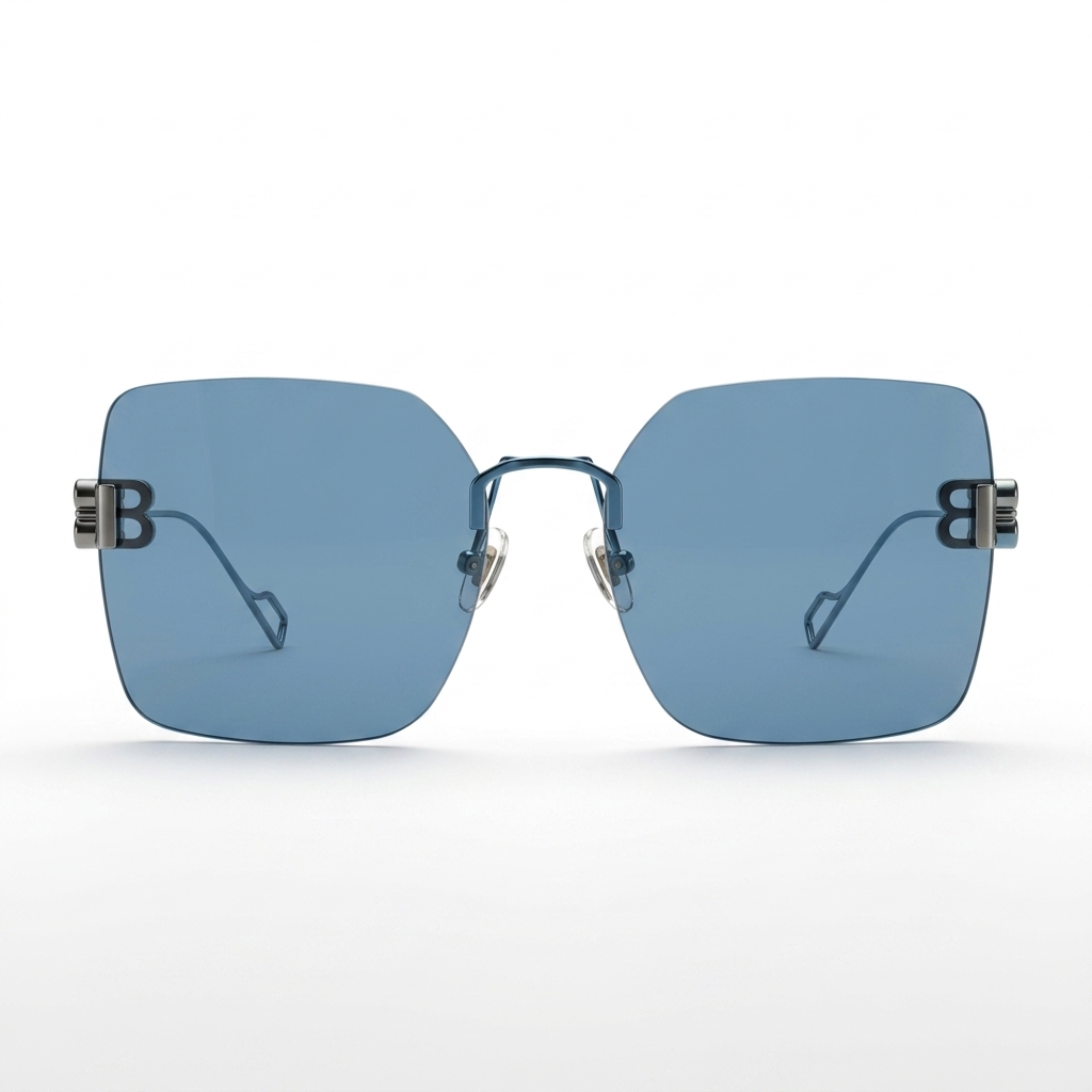 Trendy Blue Rimless Sunglasses
