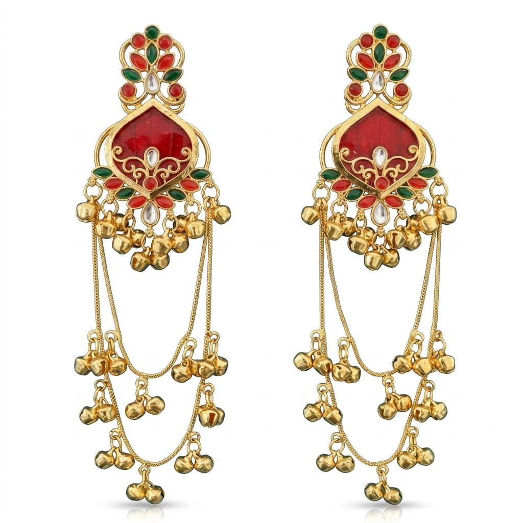 Traditional Meenakari Jhumka Earrings for Women