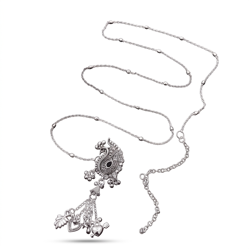 Oxidized Silver Kamarbandh with Charms for Women