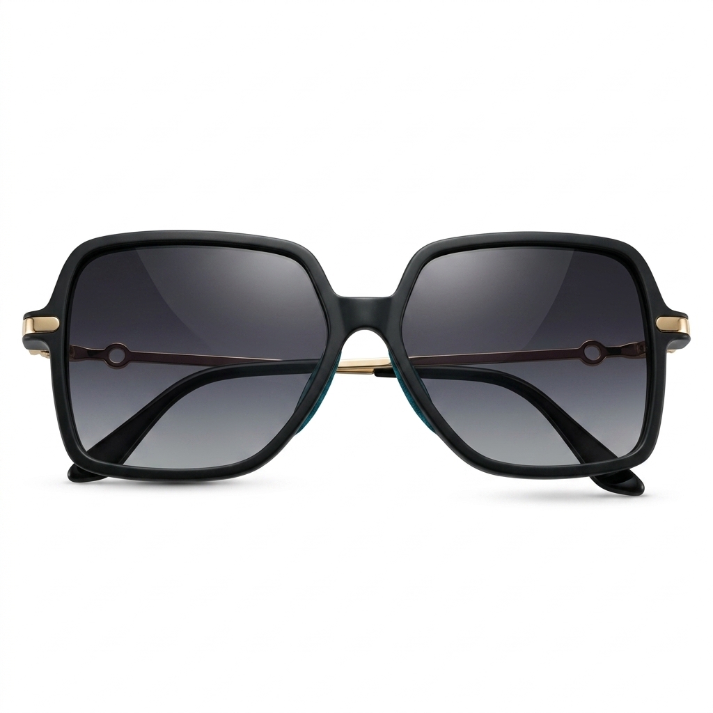 Stylish Black Square Frame Gradient Sunglasses