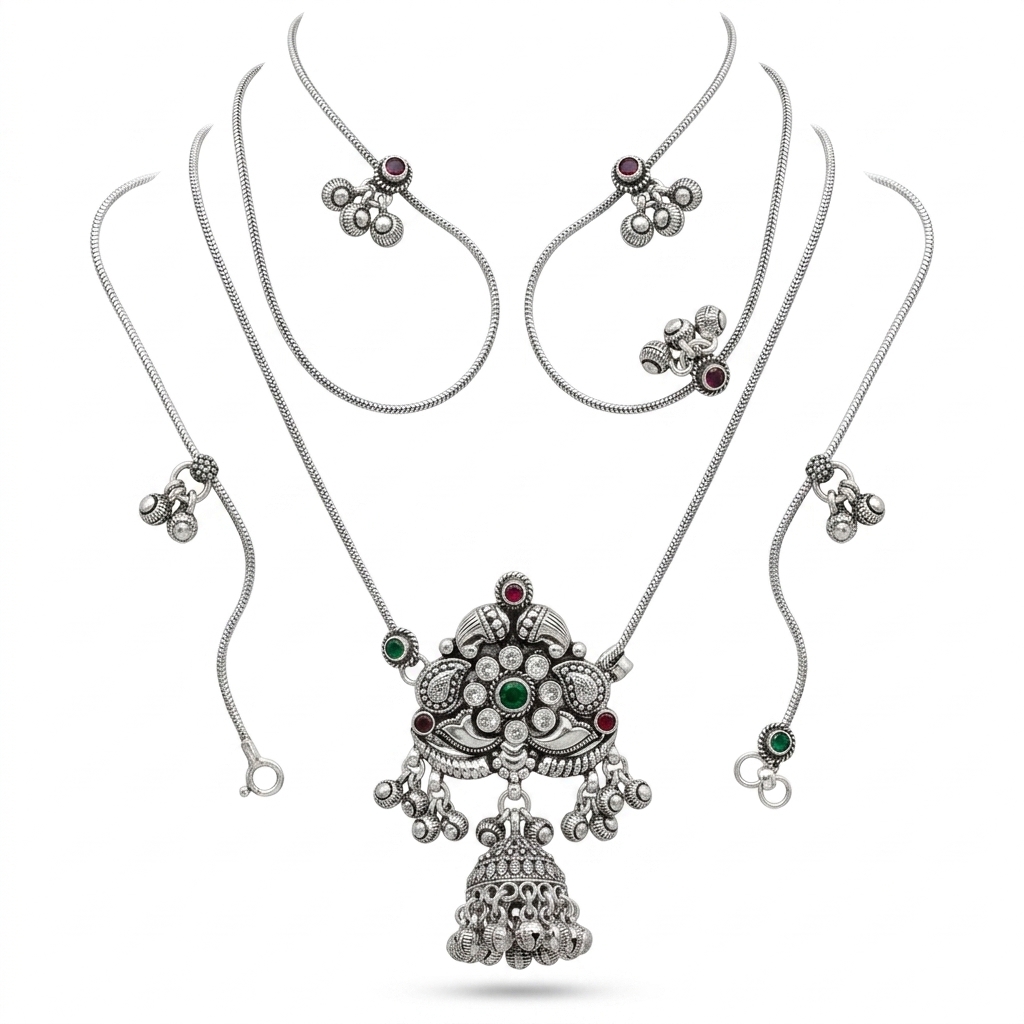 Oxidized Jhumka Necklace Set for Women