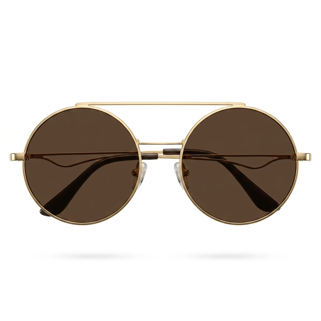 Unisex Round Metal Frame Sunglasses