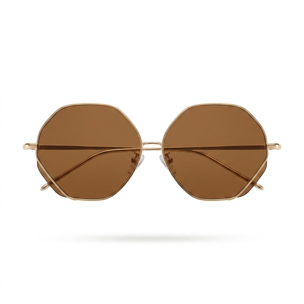 Stylish Hexagonal Brown Sunglasses for Women
