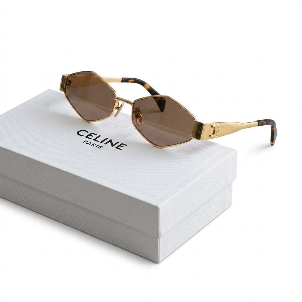 Celine Hexagonal Gold Frame Sunglasses