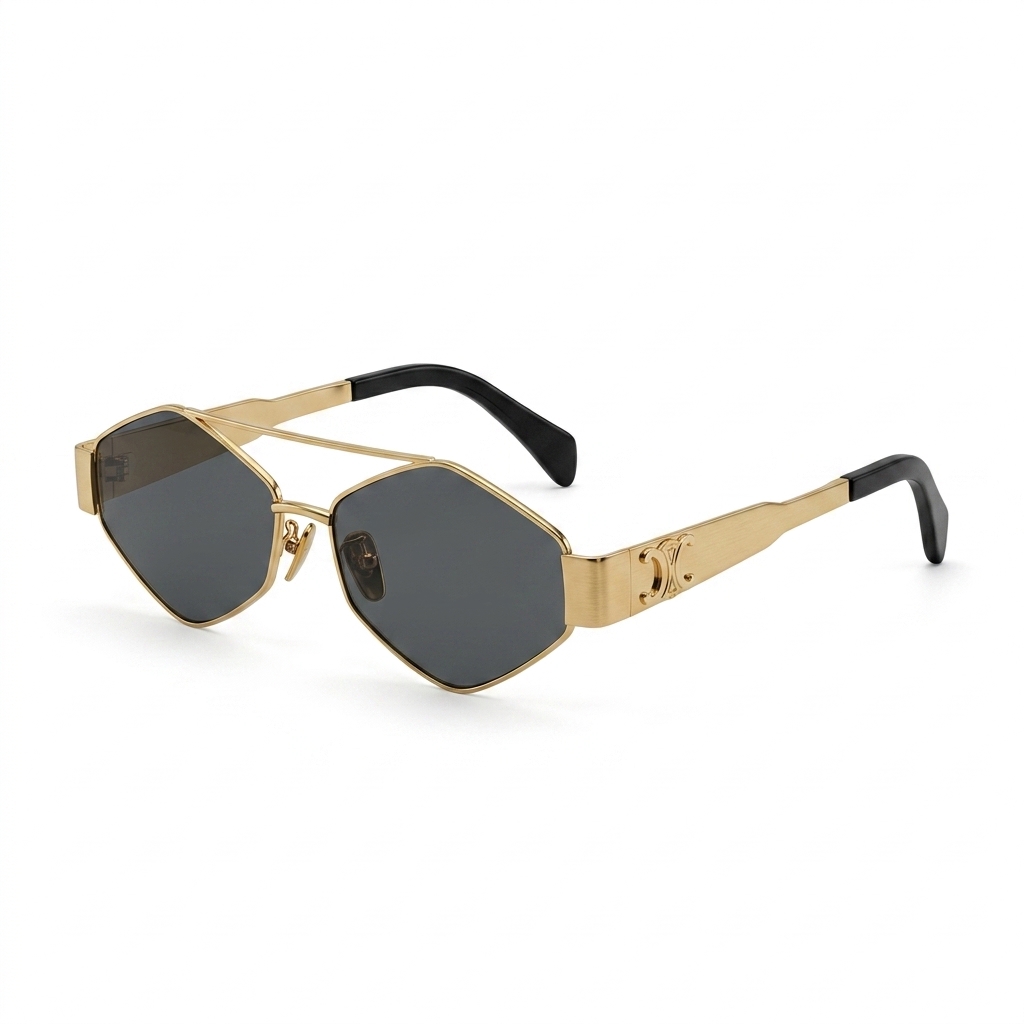 Trendy Hexagonal Gold Frame Sunglasses for Fashion