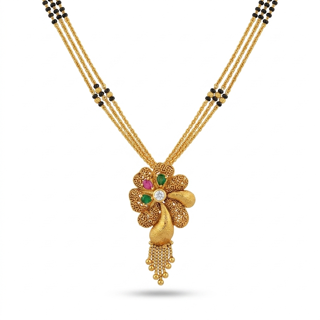 Floral Gold Plated Mangalsutra Necklace for Women