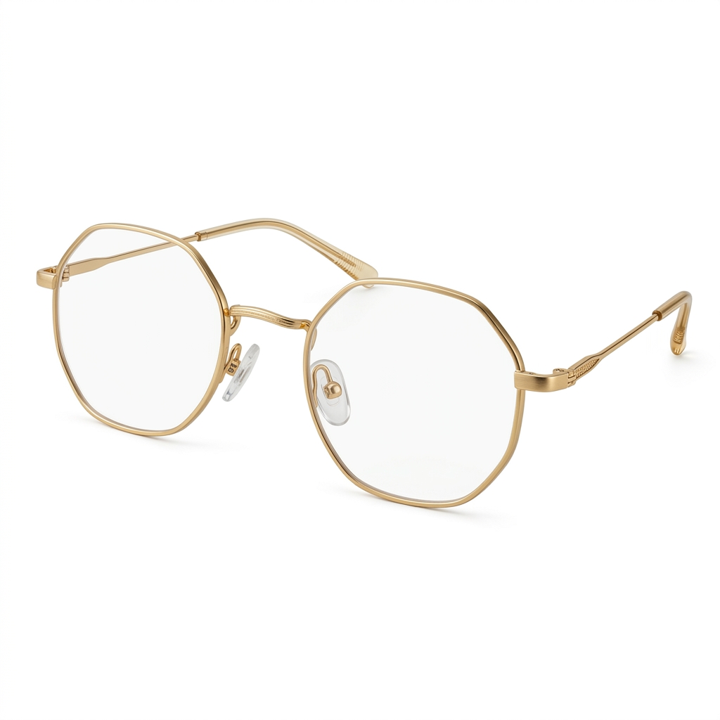 Gold Octagonal Frame Eyeglasses