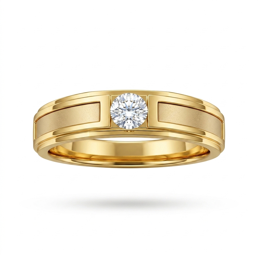Gold Plated Solitaire Ring for Men