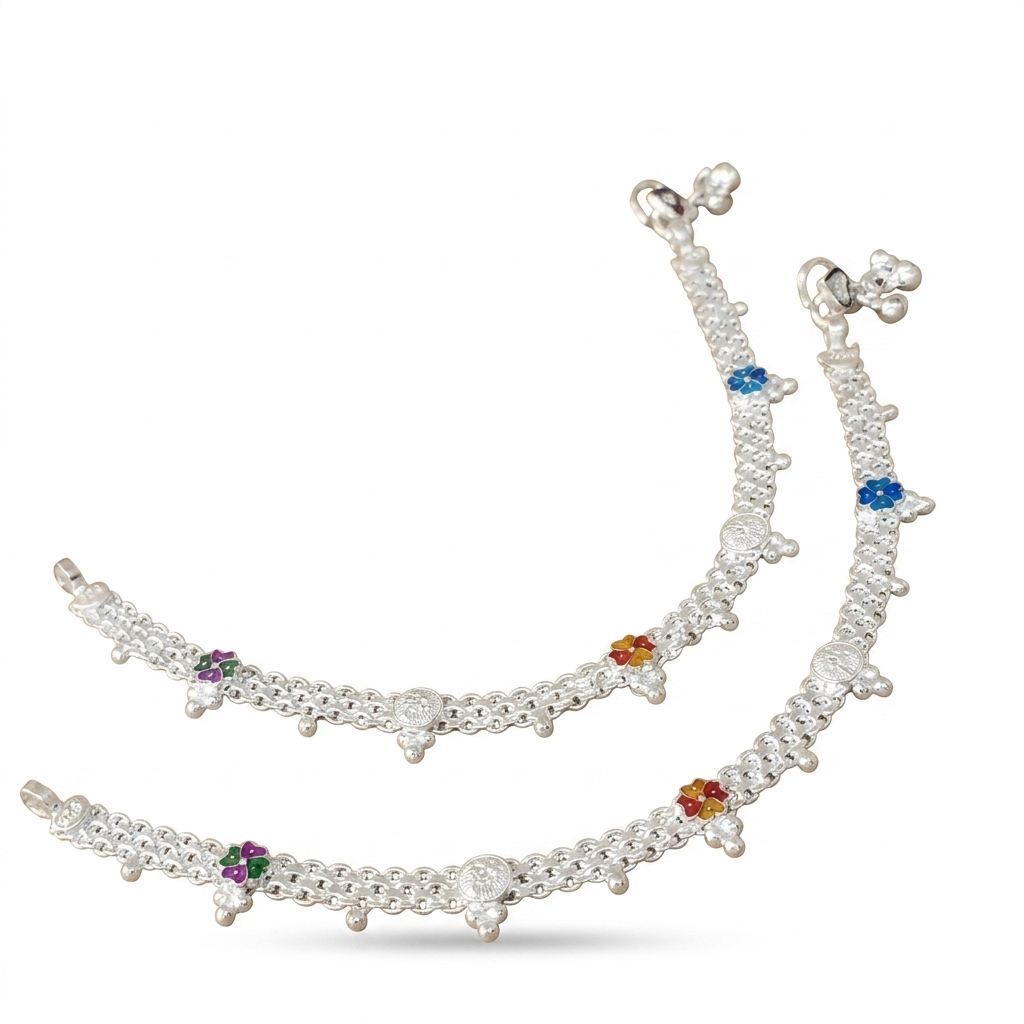 Traditional Multi-color Flower Anklets for Women
