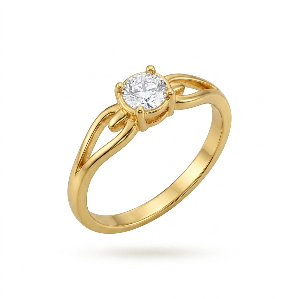 Elegant Solitaire Gold Plated Ring for Women