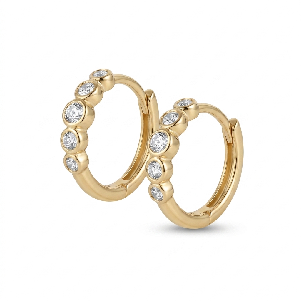 Gold Plated CZ Mini Hoop Earrings for Women