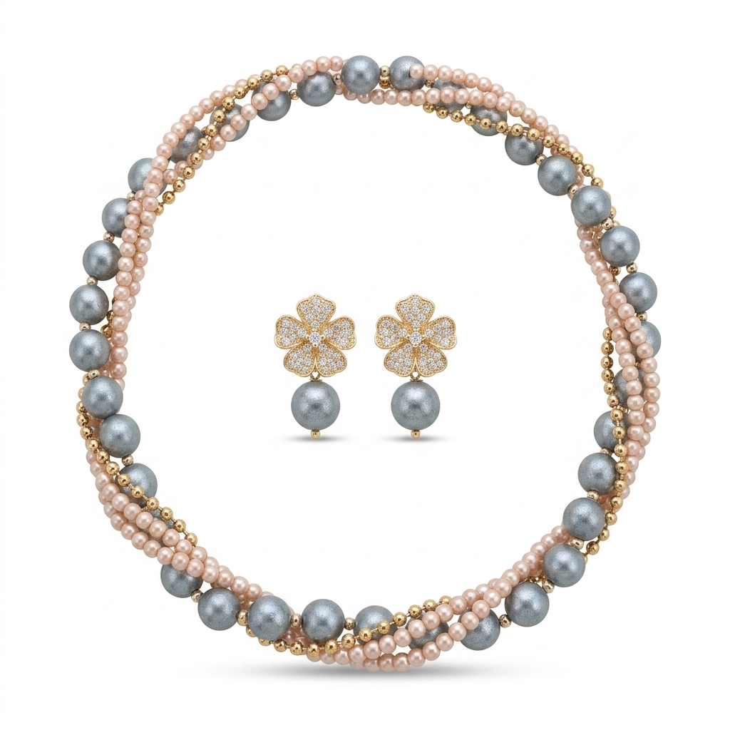 Pearl & CZ Jewellery Set for Women