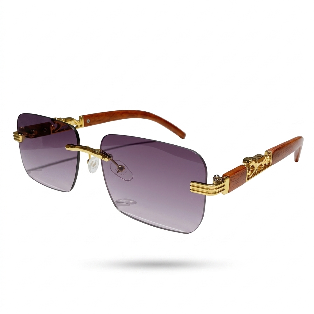 Stylish Rimless Wooden Look Sunglasses for Men & Women